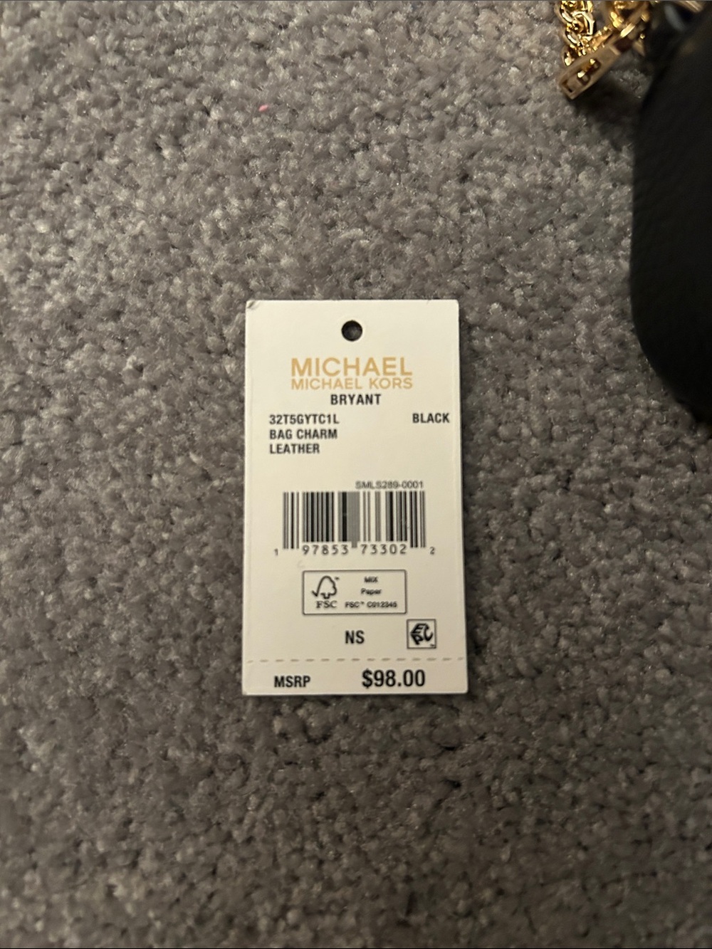 Michael Kors Black Bryant Bag Charm - Picture 3 of 4